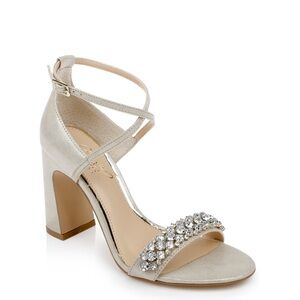 Jewel Badgley Mischka Penny Crisscross Strap Block Heel Evening Sandals